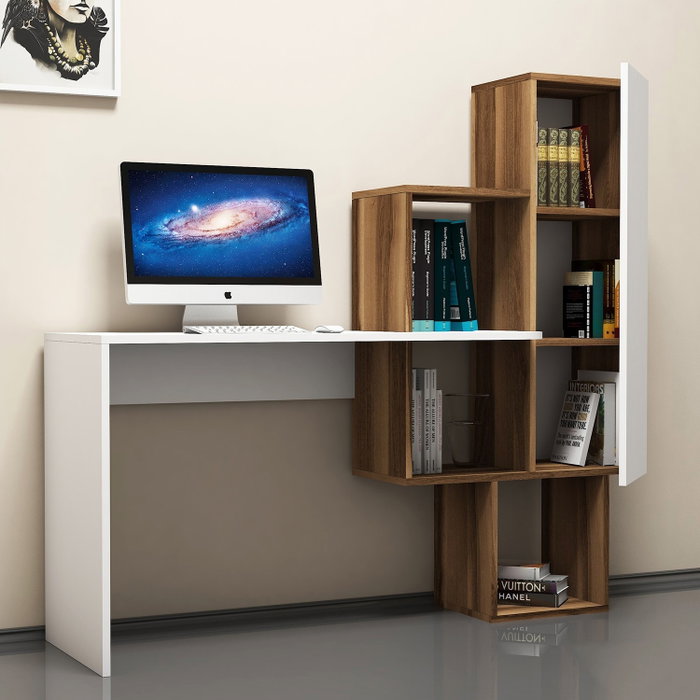 Hanah Home Açelya Mesa de Estudio Nogal y Blanco Hanah Home Açelya Mesa de Estudio Nogal y Blanco